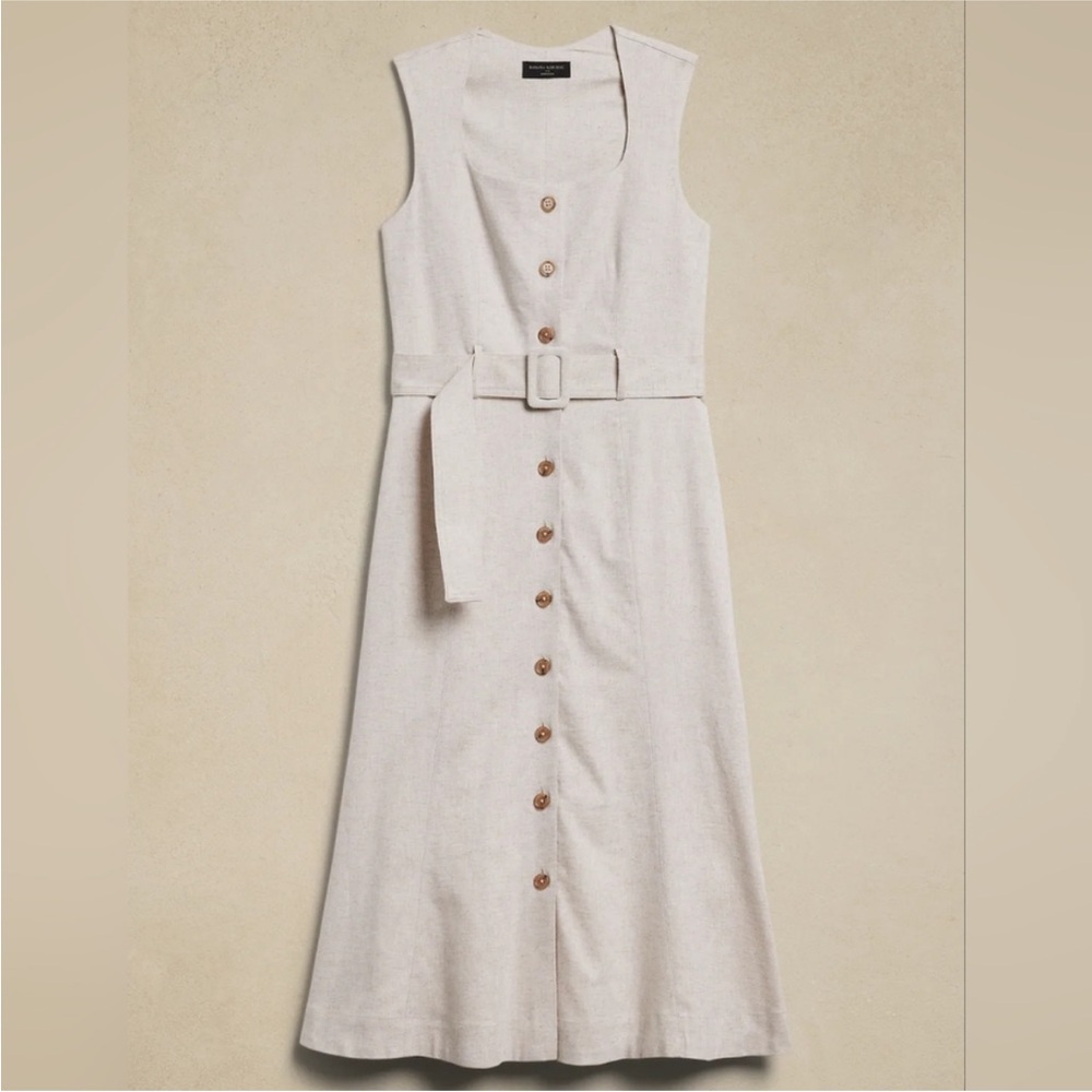 Banana Republic Linen-Blend Button Midi Dress - Picture 10 of 10